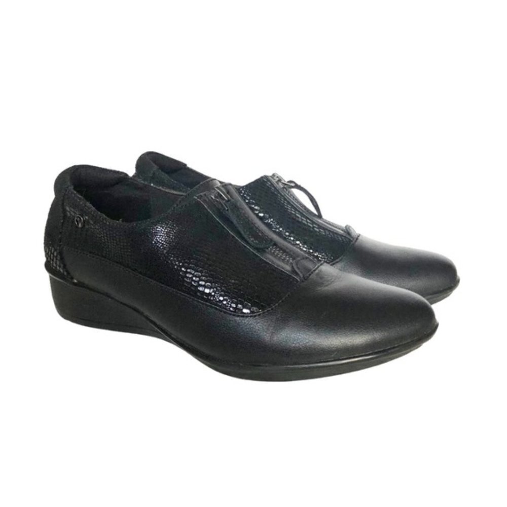 Revere Tangier Zip Loafer Shoe US 8 Black French Black Lizard Leather - Picture 4 of 12